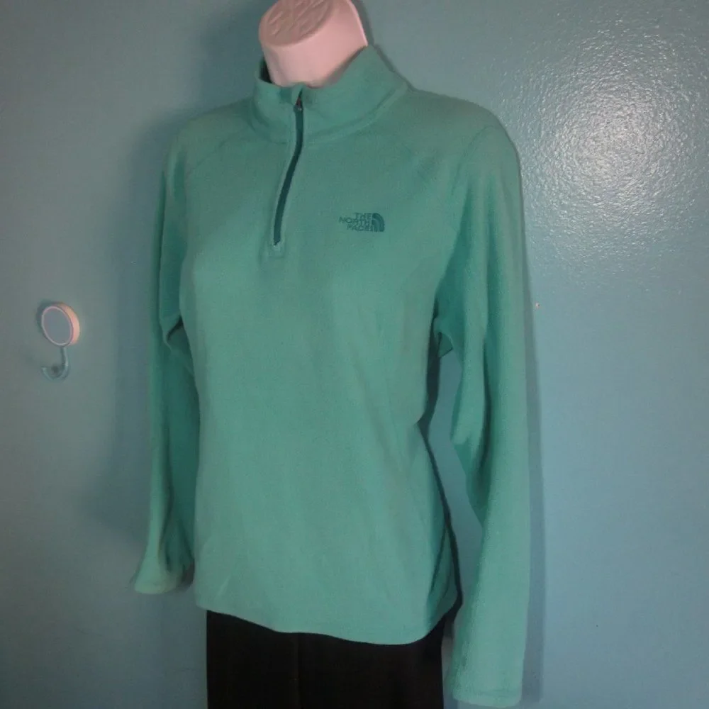 The North Face Womens Size M  Polartec Fleece Jacket 1/4 Zip Light Aqua Blue 42B